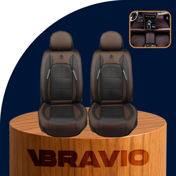 Funda para Asiento de Auto Nuke en Cuero Legítimo Universal +REGALO: Alfombra Completa