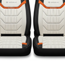 Funda de Asiento Universal Fusion en cuero legítimo con airbag, más regalos: alfombra de cuero y cubierta de volante.