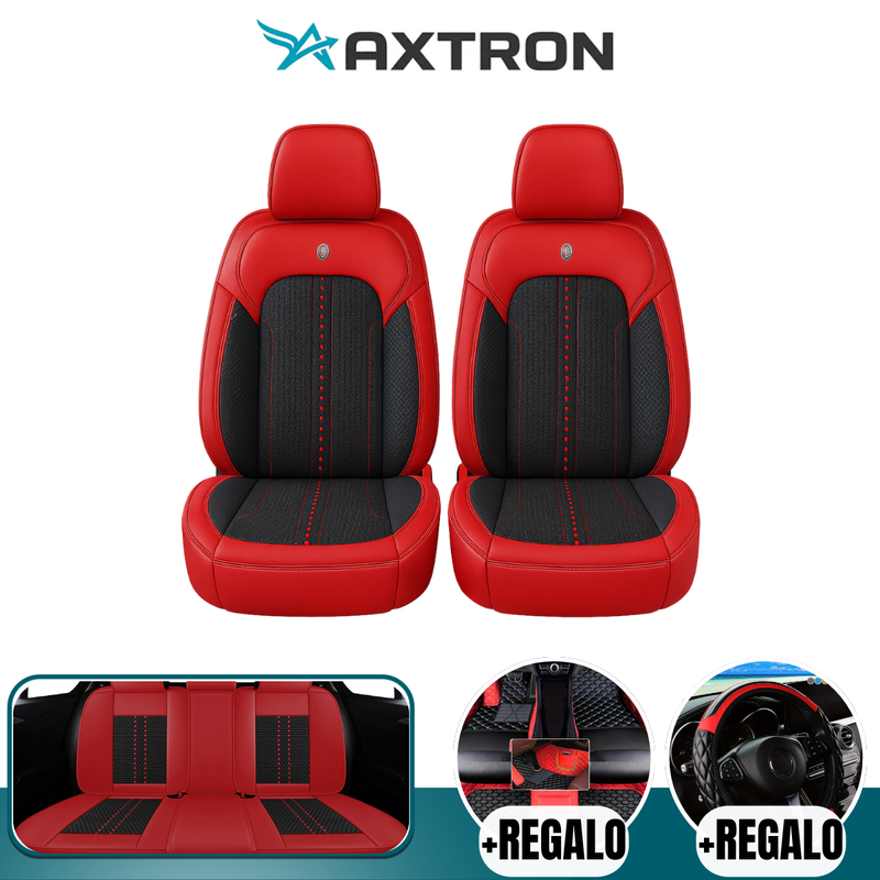 Funda de Auto Universal Turbo en Cuero Legítimo con AirBag +REGALOS: Alfombra de Cuero y Funda para Volante